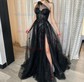 A-line One Shoulder Tulle 3D Floral Prom Dresses With Ruched