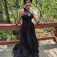 A-line One Shoulder Tulle 3D Floral Prom Dresses With Ruched
