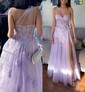 A-line One Shoulder Tulle 3D Floral Prom Dresses With Ruched