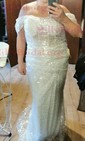 Sheath/Column Off-the-shoulder Sparkly Sequin Prom Dresses With Ruched
