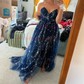 Ball Gown V-neck Tulle Prom Dresses With Star