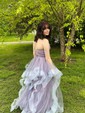 Princess V-neck Tulle Ruffle Prom Dresses