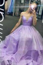 Princess V-neck Tulle Ruffle Prom Dresses