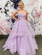 Princess V-neck Tulle Ruffle Prom Dresses