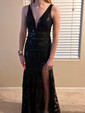 Mermaid V-neck Backless Sparkly Sequin Prom Dresses