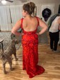 Mermaid V-neck Backless Sparkly Sequin Prom Dresses