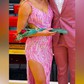 Mermaid V-neck Sparkly Sequin Prom Dresses