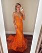 Mermaid V-neck Lace Corset Prom Dresses With Appliques