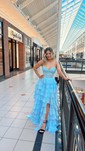Ball Gown Strapless Chiffon Ruffle Tiered Prom Dresses With Appliques