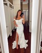 Sheath/Column Off-the-shoulder Satin Corset Prom Dresses