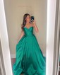 Ball Gown Strapless Satin Corset Prom Dresses With Ruched