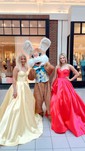 Ball Gown Strapless Satin Corset Prom Dresses With Ruched