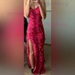 Sheath/Column Sweetheart Sparkly Sequin Prom Dresses With Floral