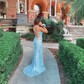 Sheath/Column Sweetheart Sparkly Sequin Prom Dresses With Floral