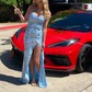 Sheath/Column Sweetheart Sparkly Sequin Prom Dresses With Floral