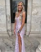 Sheath/Column Sweetheart Sparkly Sequin Prom Dresses With Floral