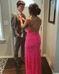 Sheath/Column Scoop Neck Sparkly Velvet Sequin Prom Dresses