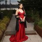 Mermaid V-neck Glitter Prom Dresses With Appliques