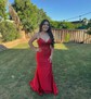 Mermaid V-neck Glitter Prom Dresses With Appliques