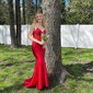 Mermaid V-neck Glitter Prom Dresses With Appliques