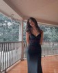 Mermaid V-neck Glitter Prom Dresses With Appliques