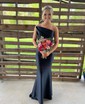 Mermaid Strapless Satin Prom Dresses With Ruched
