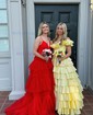 Ball Gown Off-the-shoulder Taffeta Ruffle Tiered Prom Dresses