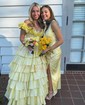 Ball Gown Off-the-shoulder Taffeta Ruffle Tiered Prom Dresses
