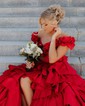 Ball Gown Off-the-shoulder Taffeta Ruffle Tiered Prom Dresses
