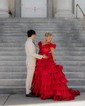 Ball Gown Off-the-shoulder Taffeta Ruffle Tiered Prom Dresses