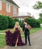 Ball Gown V-neck Tulle Ruffle Tiered Prom Dresses