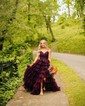 Ball Gown V-neck Tulle Ruffle Tiered Prom Dresses