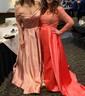 Ball Gown Off-the-shoulder Satin Prom Dresses With Ruched