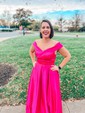 Ball Gown Off-the-shoulder Satin Prom Dresses With Ruched