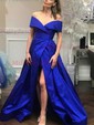 Ball Gown Off-the-shoulder Satin Prom Dresses With Ruched