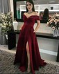 Ball Gown Off-the-shoulder Satin Prom Dresses With Ruched