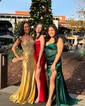 Mermaid Strapless Satin Corset Prom Dresses With Beading