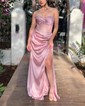 Mermaid Strapless Satin Corset Prom Dresses With Beading