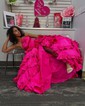 Ball Gown Halter Satin Ruffle Tiered Prom Dresses