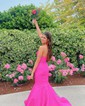 Mermaid Strapless Satin Cut Out Prom Dresse
