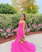 Mermaid Strapless Satin Cut Out Prom Dresse