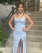 Sheath/Column Cowl Neck Glitter Prom Dresses With Ruched