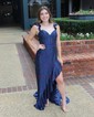 Sheath/Column Sweetheart Satin Beaded Prom Dresses