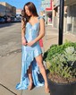 Sheath/Column Sweetheart Satin Beaded Prom Dresses