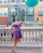 Unique Skater Metallic Pleated Cut Out Homecoming Dresses