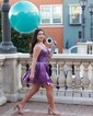 Unique Skater Metallic Pleated Cut Out Homecoming Dresses