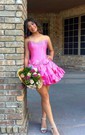 Unique Skater Taffeta Beaded Ruffle Homecoming Dresses