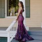Mermaid V-neck Sparkly Sequin Prom Dresses With Appliques