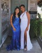 Mermaid V-neck Sparkly Sequin Prom Dresses With Appliques