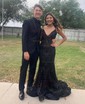 Mermaid V-neck Sparkly Sequin Prom Dresses With Appliques